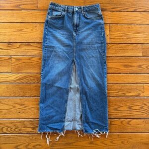 Stradivarius Maxi Denim Skirt with High Slit